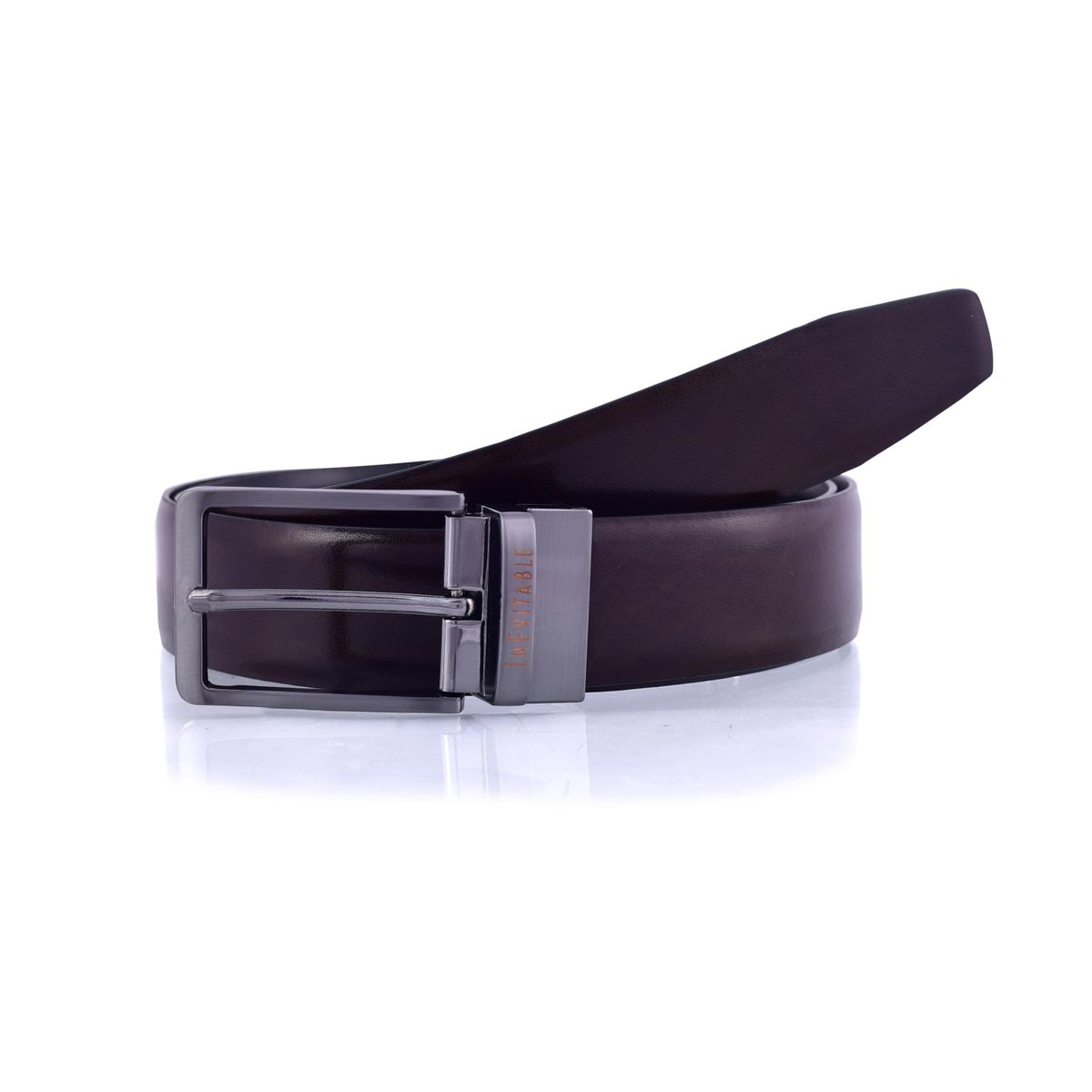 Black & Brown Shiny Solid Reversible Leather Belt